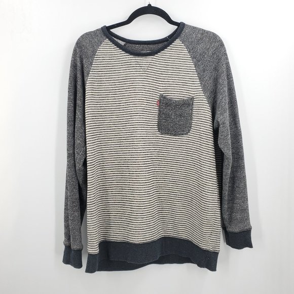 Levi's Men's Crew Neck Sweater Gray Terry Cloth Lg - Picture 1 of 6
